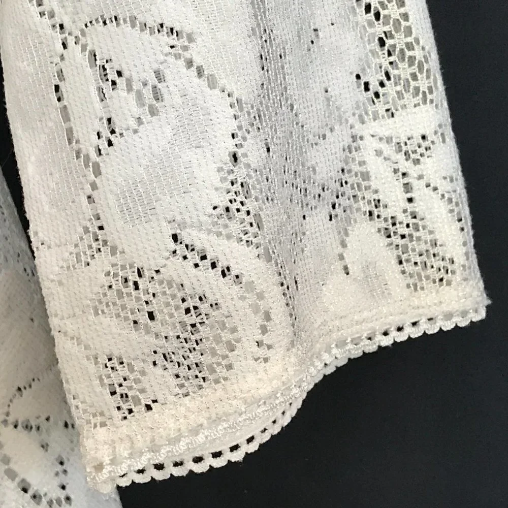 Free People Open Knit Sheer Floral Lace Tunic Top M Flowy Boho Cottagecore